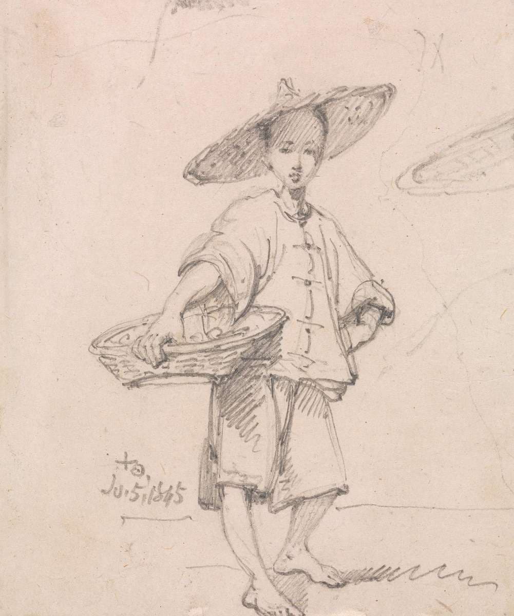 Young Coolie with a Basket — George Chinnery