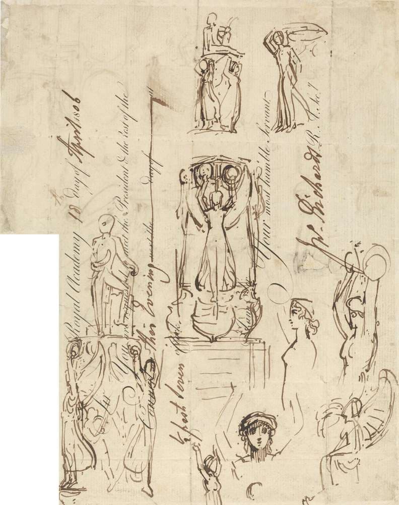 Study of Caryatides for Statue of Sir Thomas of Monro — Thomas Stothard