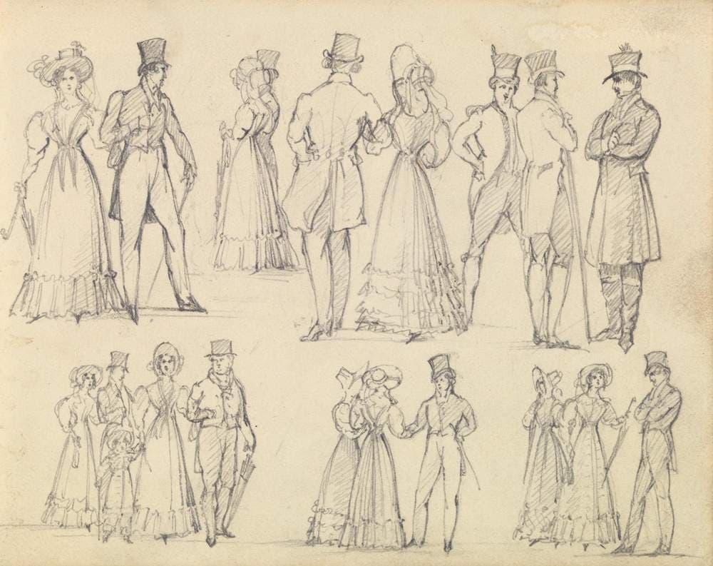 Fashionable Men and Women Conversing — Joseph Nash