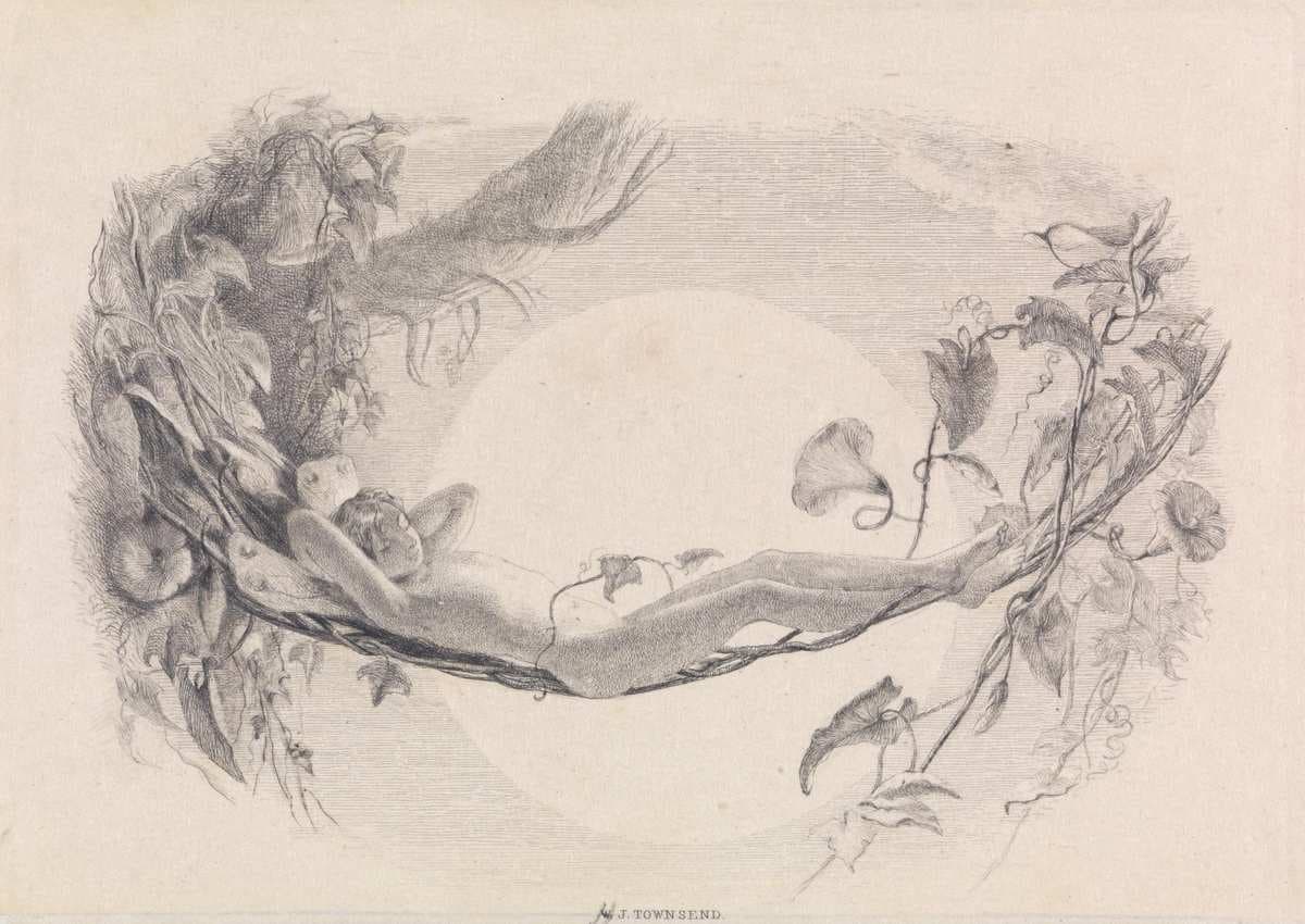 Where the Bea Sucks. The Tempest, Act 3, Scene 1. Fairy in Hammock of Convolvulus. — H. J. Townsend