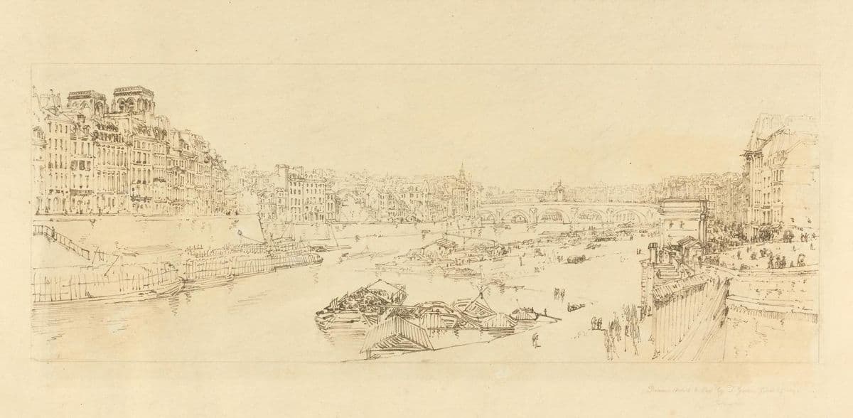 View of the City with the Louvre &c., taken from Pont Marie — Thomas Girtin