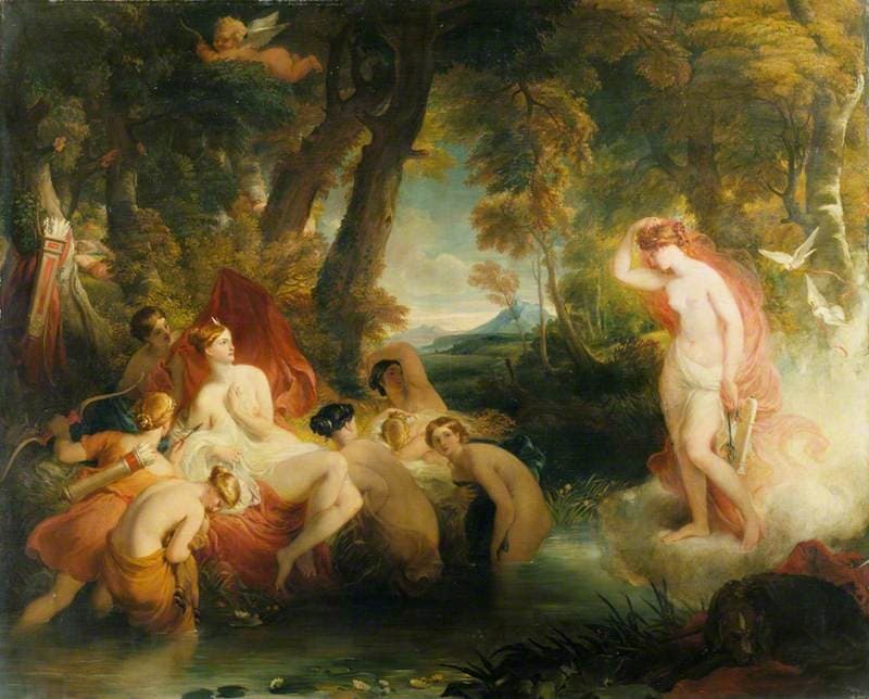 Venus in Search of Cupid Surprises Diana — William Hilton
