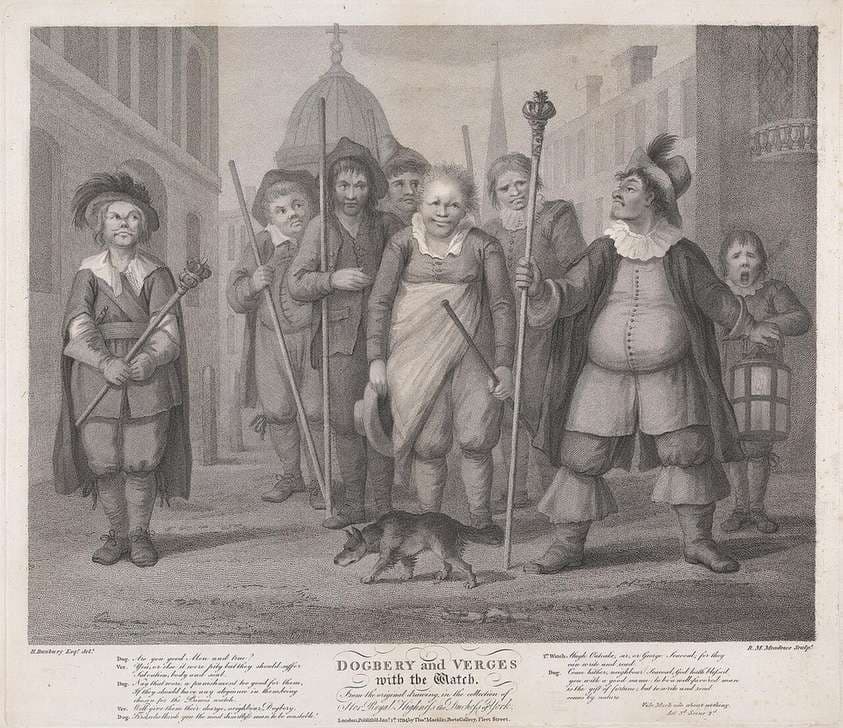 Dodbery and Verges, with the Watch; "Much Ado About Nothing", Act III, Scene II — Robert Mitchell Meadows