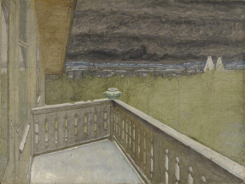 Winter on the Balcony — Harald Sohlberg