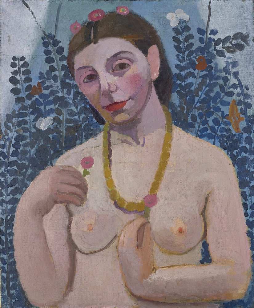 Self-Portrait as a Half-Length Nude with Amber Necklace II — Paula Modersohn-Becker