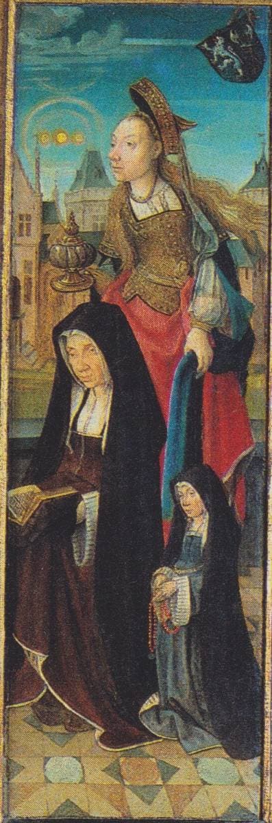 Portrait of Geertruid van Diemen (....-1532) with Margaretha van Heemskerck van Beest (....-....) and St. Mary Magdalene — Master of Delft