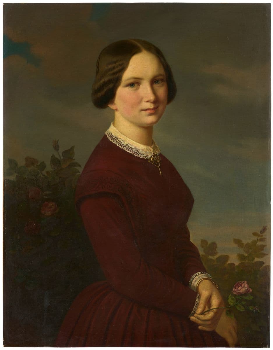 Junges Mädchen mit Rose in der Hand — Wilhelm Dürr the Elder