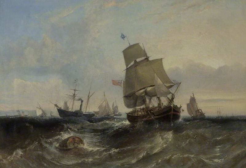 Merchant Ship and Other Vessels in a Breeze — William Adolphus Knell