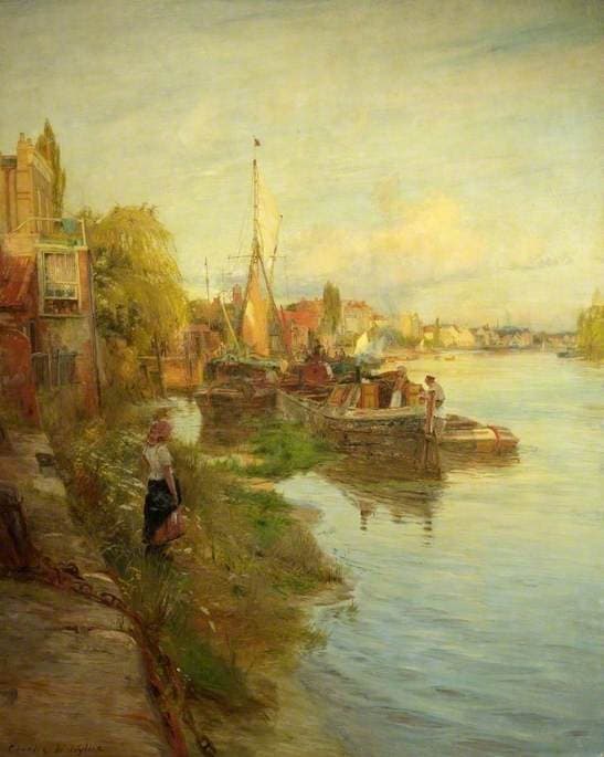 Barges on the Thames — Charles William Wyllie