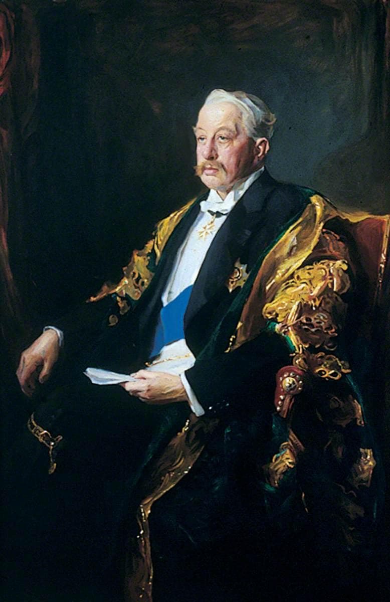 His Grace Victor Christian William Cavendish (1868–1938), KG, LLD, FRS, 9th Duke of Devonshire, Chancellor of the University of Leeds (1909–1938) (authorised copy of Philip Alexius de László) — Sydney Percy Kendrick