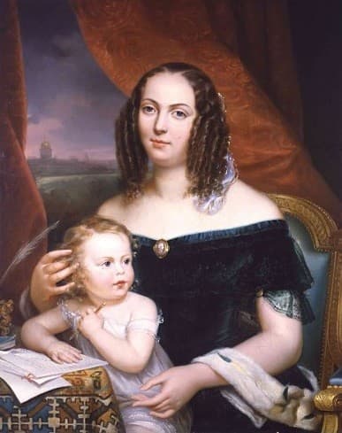 Portrait of Louise Colet with her daughter Henriette — Adèle Grasset