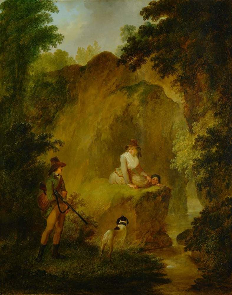Der Künstler als Jäger mit Gattin und Schwägerin am Sihlsprung — Heinrich Freudweiler