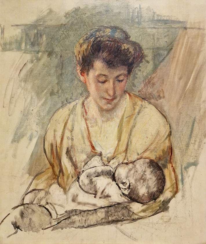 Mother Rose looking down at her Sleeping Baby — Mary Cassatt