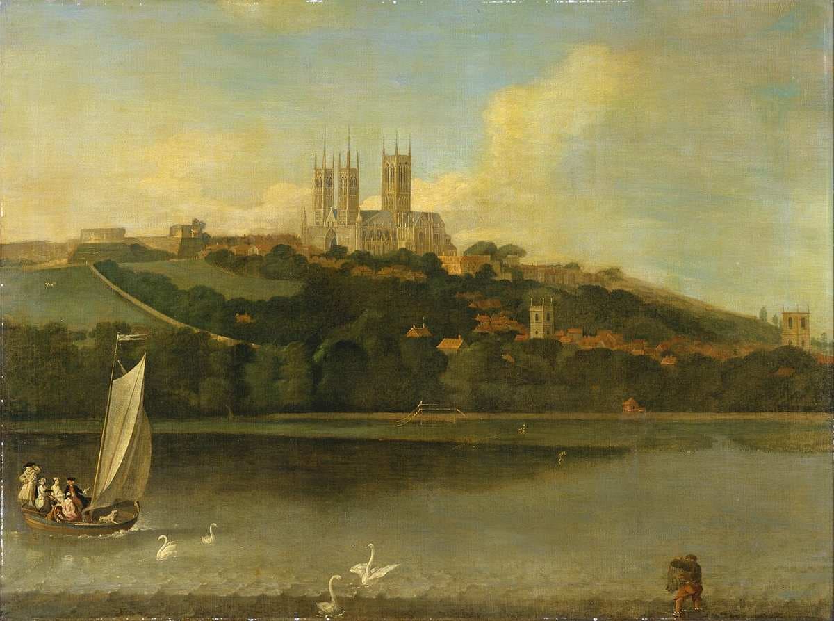 A View of the Cathedral and City of Lincoln from the River — Joseph Baker