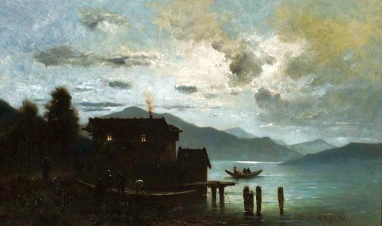 Mountain lake at dusk. — Władysław Malecki