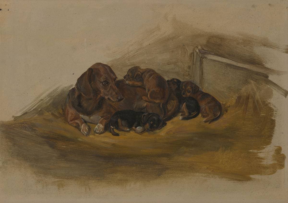 "Waldina" and her Puppies — Friedrich Wilhelm Keyl