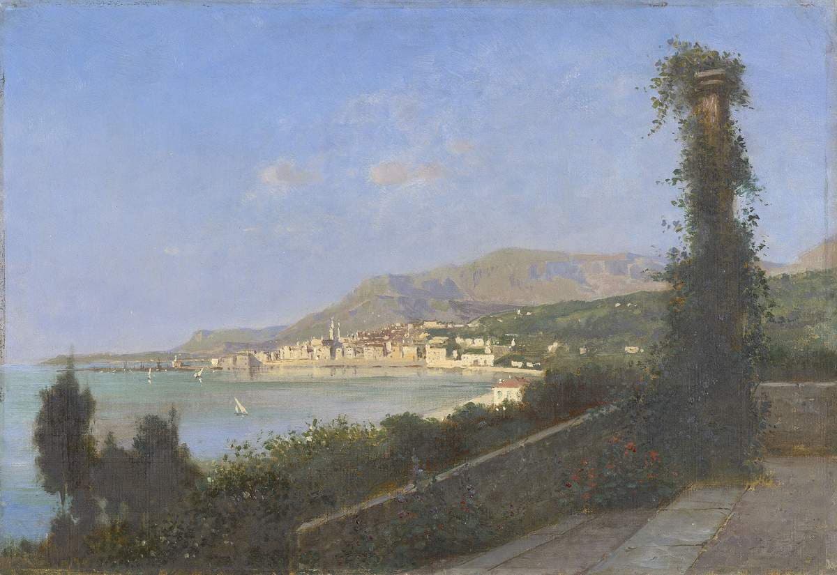 Mentone from the Chalet des Rosiers — Paul Edouard Rischgitz