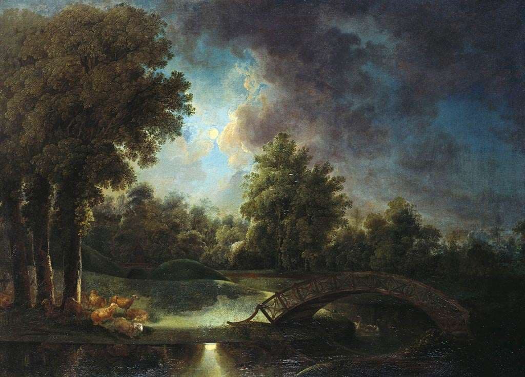 The Gardens at Kew by Moonlight — Johann Jakob Schalch