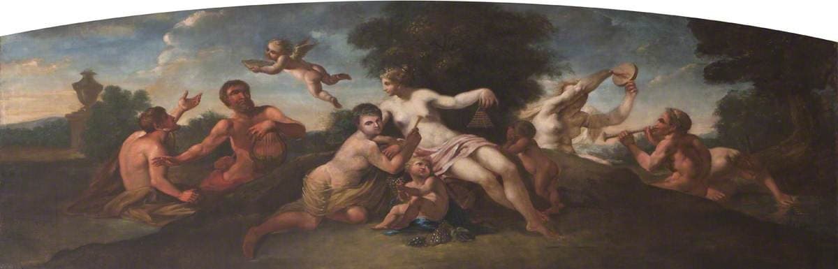 Classical Figures in a Landscape Setting, with Bacchantes in the background — Lucy Caroline Cockayne Cust
