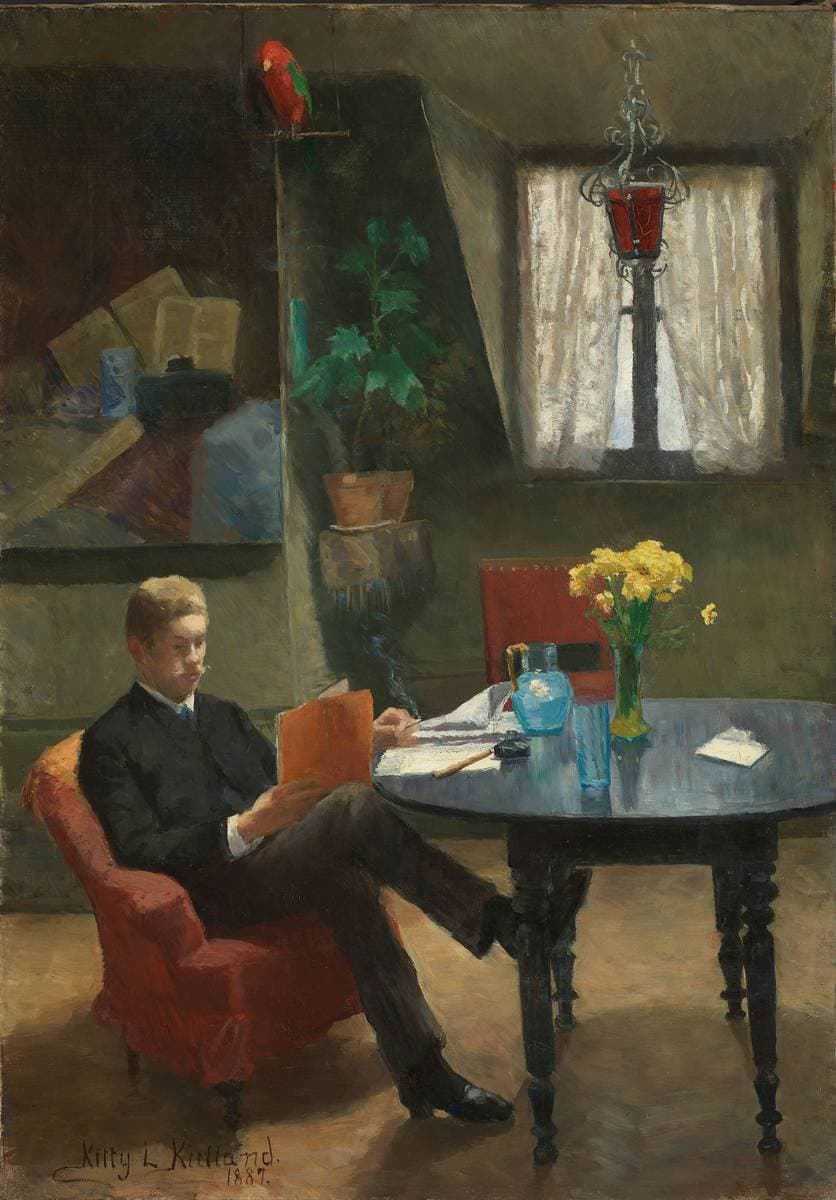 Arne Garborg visiting the Artist's Studio in Paris — Kitty Lange Kielland
