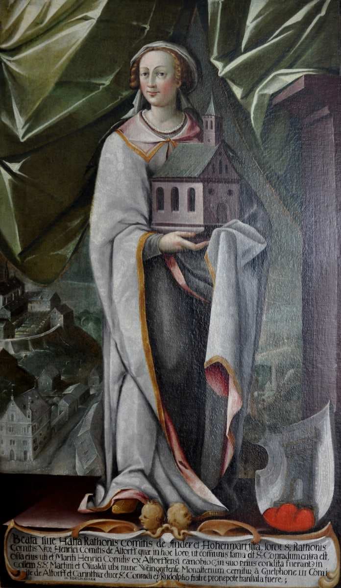 Hatta von Hohenwart, Gemahlin Heinrichs von Altdorf, Stifterin des Frauenklosters in Altdorf um 935 — Johann Andreas Rauch