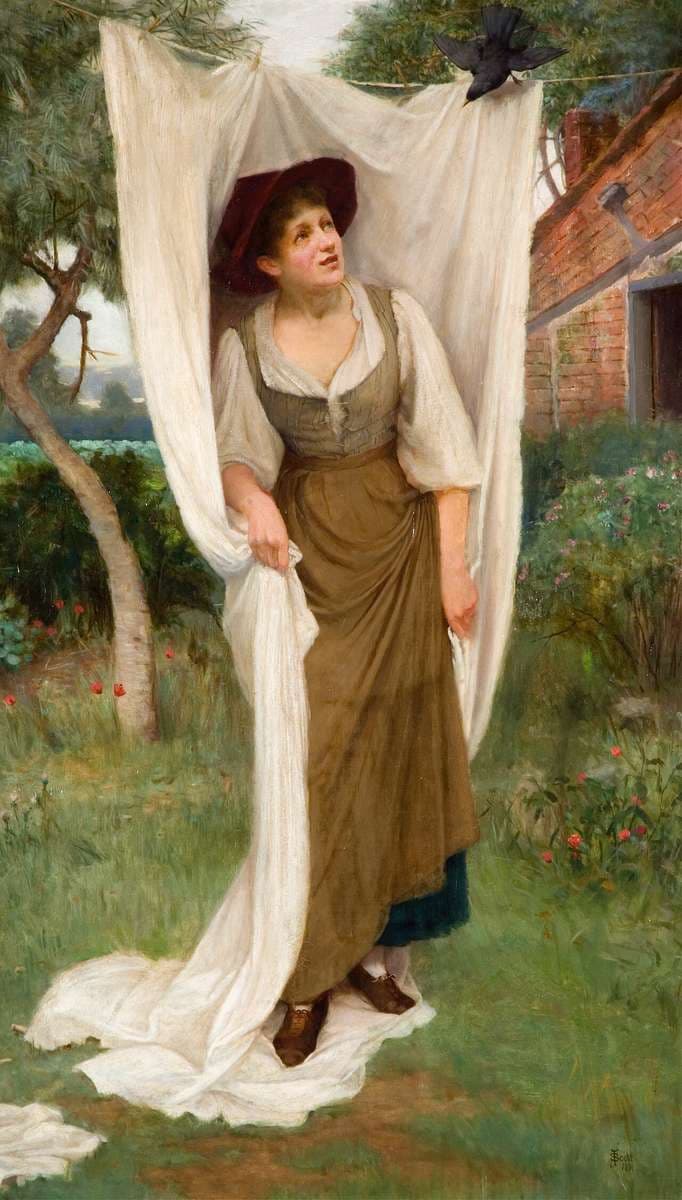 Laundress Startled by a Blackbird — John Scott