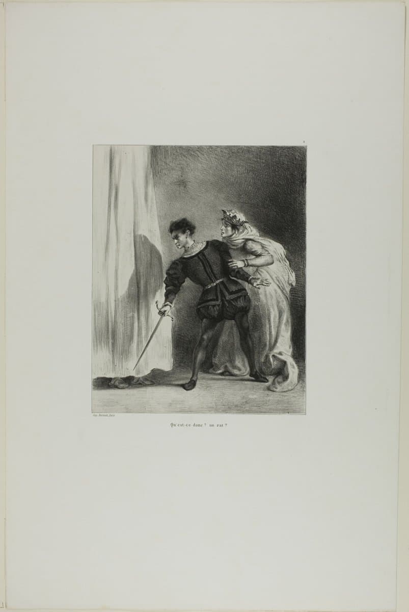 The Murder of Polonius, plate 9 from Hamlet — Eugène Delacroix