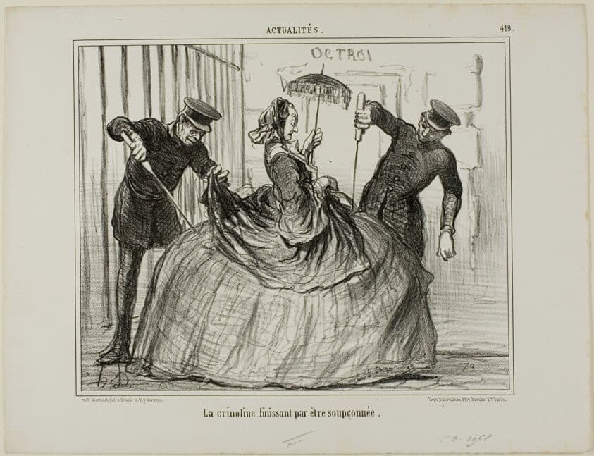 Crinolines are suddenly getting to be suspicious, plate 419 from Actualités — Honoré Daumier