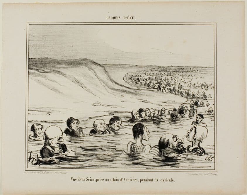 View of the Seine near Asnières during the dog days, plate 2 from Croquis D'été — Honoré Daumier