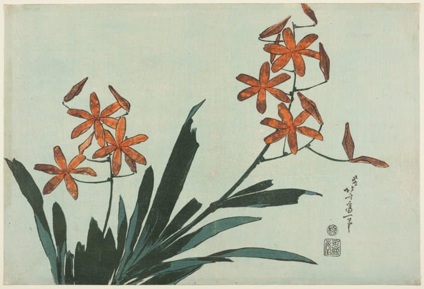 Orange Orchids, from an untitled series of flowers — Katsushika Hokusai