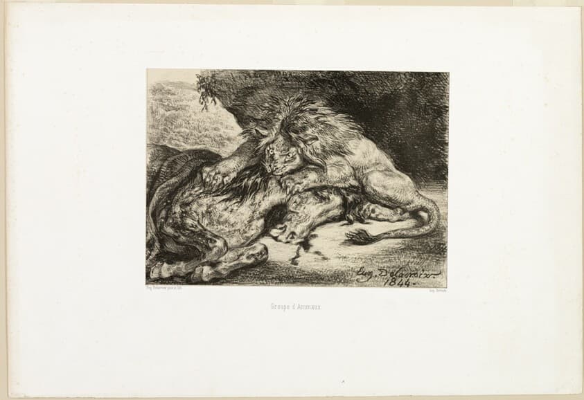 Lion Devouring a Horse — Eugène Delacroix