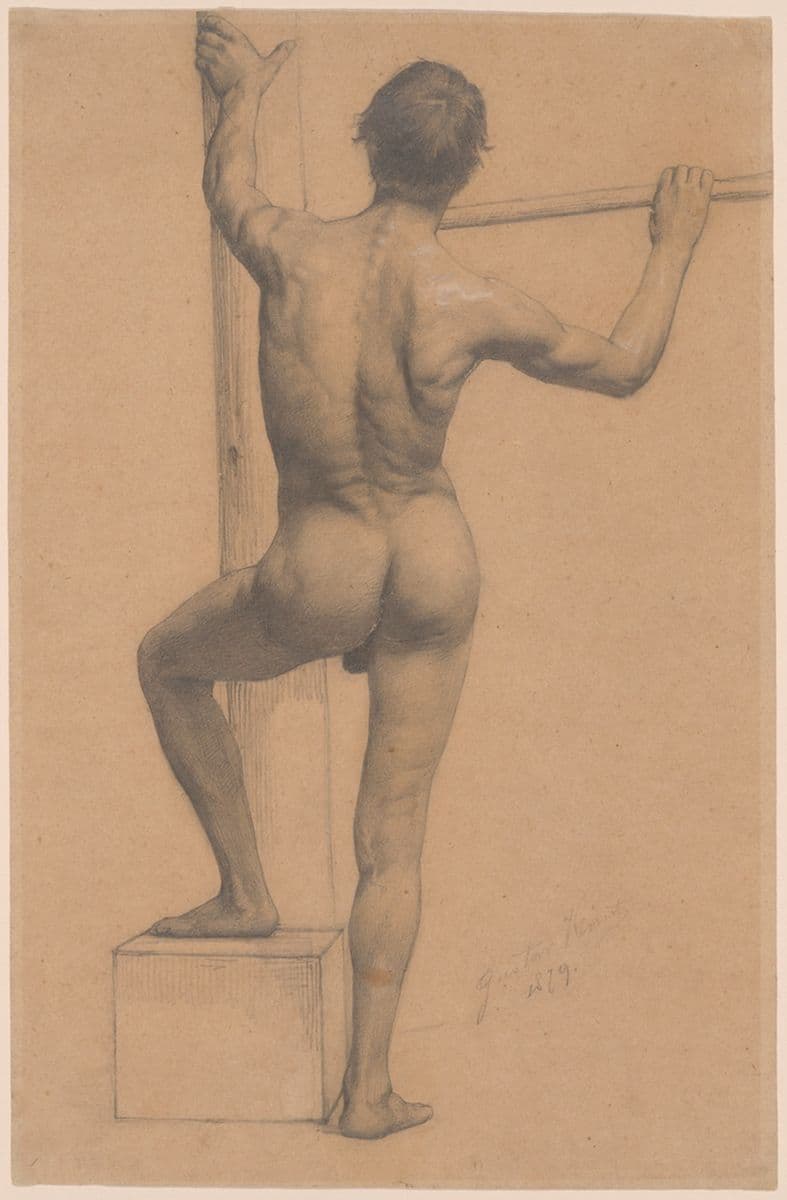Male Nude with Left Foot on a Pedestal — Gustav Klimt