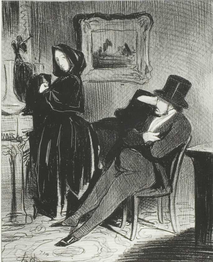 Each time I take you to the opera ball…, plate four from Paris l’hiver — Honoré Daumier
