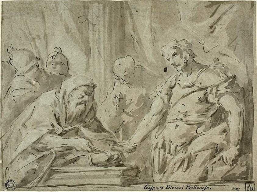 David Receiving the Hallowed Bread from Alchimelek — Gaspare Diziani
