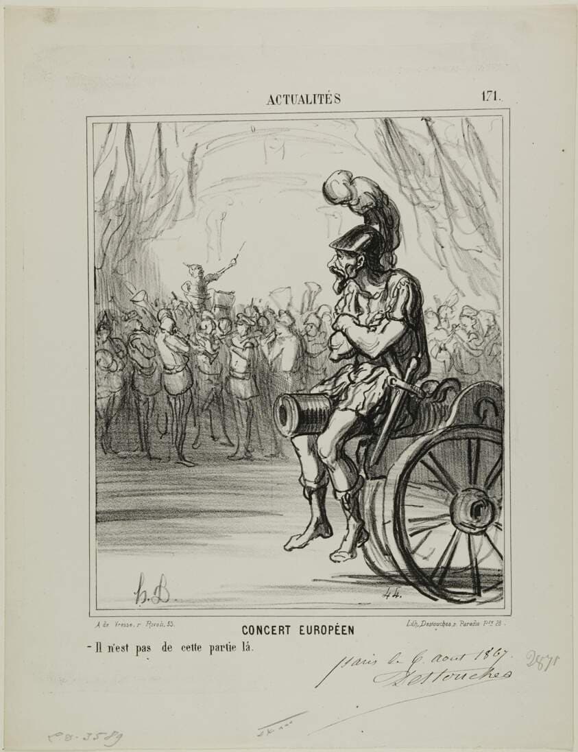 A European Concert. Not allowed to participate in this part, plate 171 from Actualités — Honoré Daumier