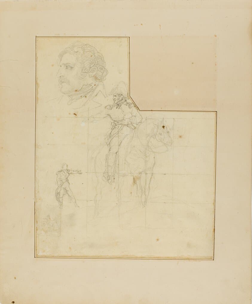 Mounted Officer and Other Sketches — Théodore Géricault