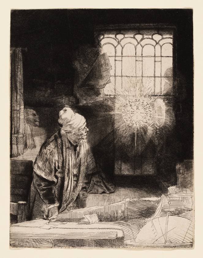 A Scholar in His Study (Faust) — Rembrandt van Rijn