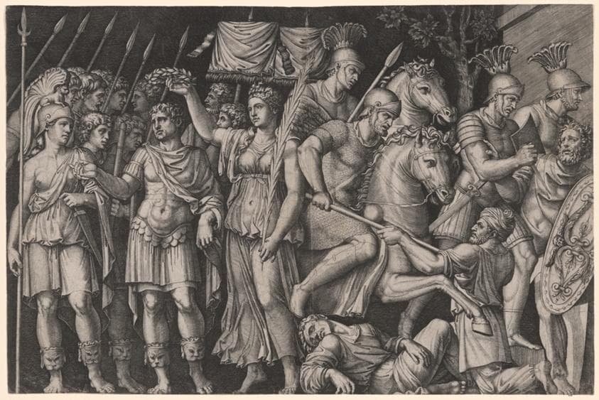 Trajan Crowned by Victory — Marcantonio Raimondi