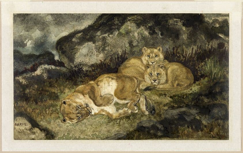 Lioness and Cubs — Antoine-Louis Barye