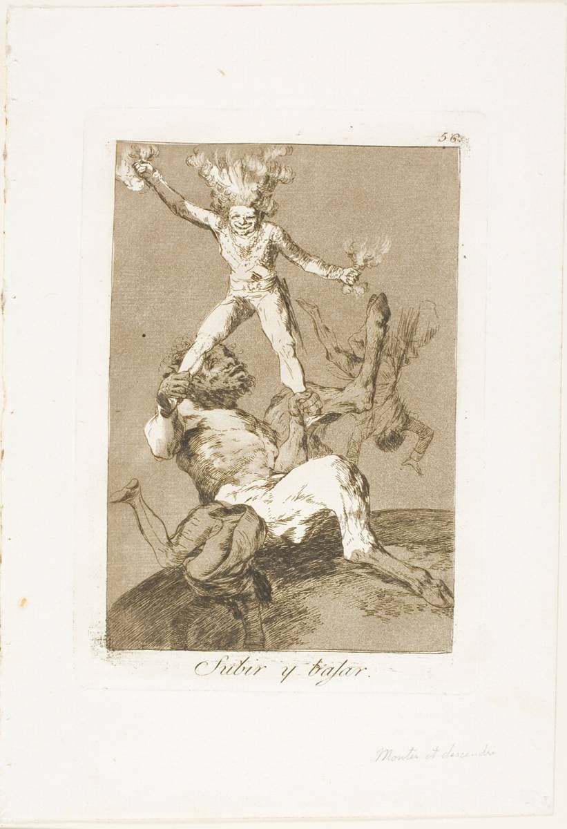 To Rise and to Fall, plate 56 from Los Caprichos — Francisco Goya
