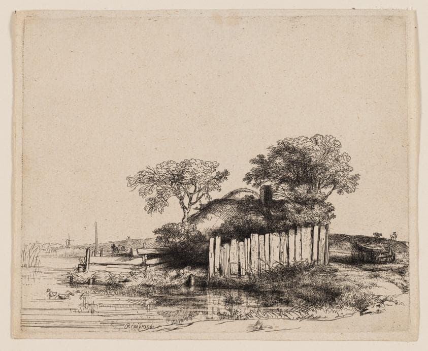 A Cottage with White Paling — Rembrandt van Rijn