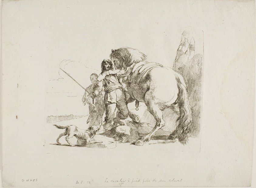 The Rider Standing by His Horse, from Capricci — Giovanni Battista Tiepolo