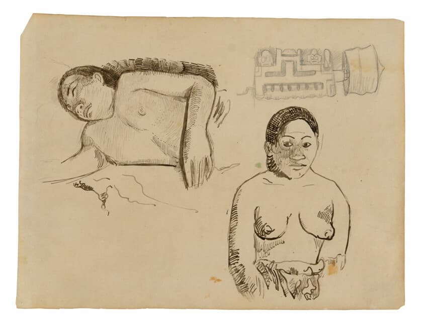 Two Tahitian Women and a Marquesan Earplug — Paul Gauguin