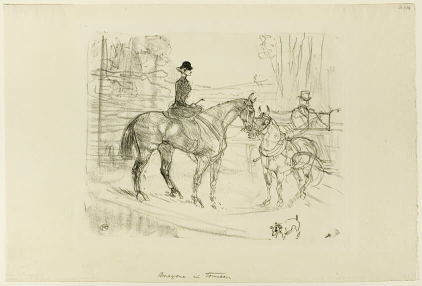 Horsewoman and Cart — Henri de Toulouse-Lautrec