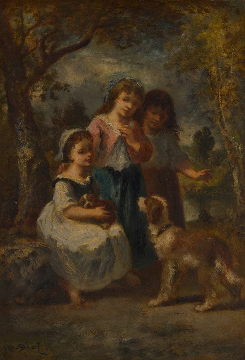 Three Little Girls — Narcisse Virgilio Díaz