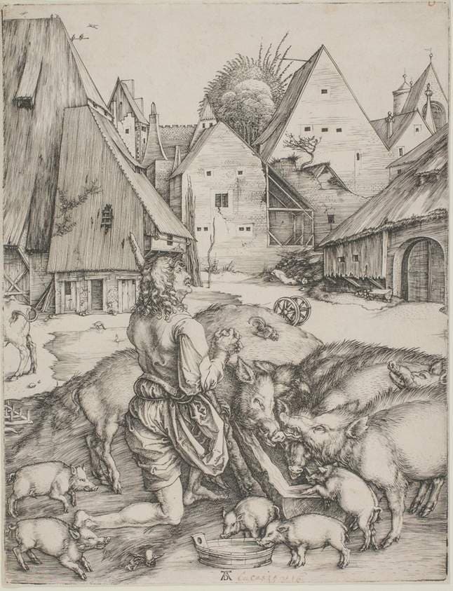 The Prodigal Son Amid the Swine — Albrecht Dürer