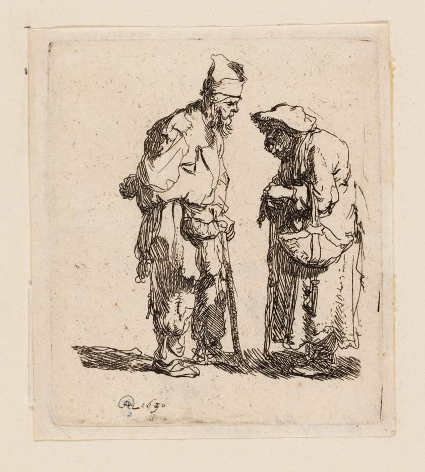Beggar Man and Beggar Woman Conversing — Rembrandt van Rijn