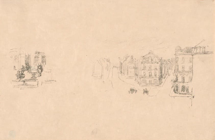 Two Trial Sketches: A. Grande Rue, Dieppe; B. An Interior — James Abbott McNeill Whistler