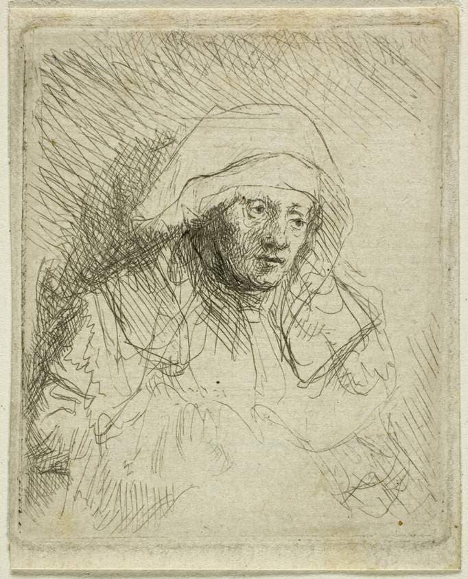 Sick Woman with a Large White Headdress (Saskia) — Rembrandt van Rijn