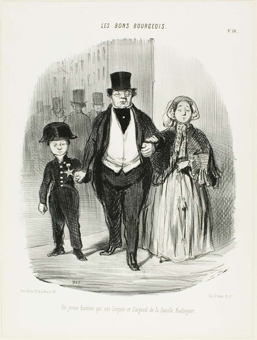 A Young Man Who is the Pride and Hope of the Badinguet Family, plate 16 from Les Bons Bourgeois — Honoré Daumier